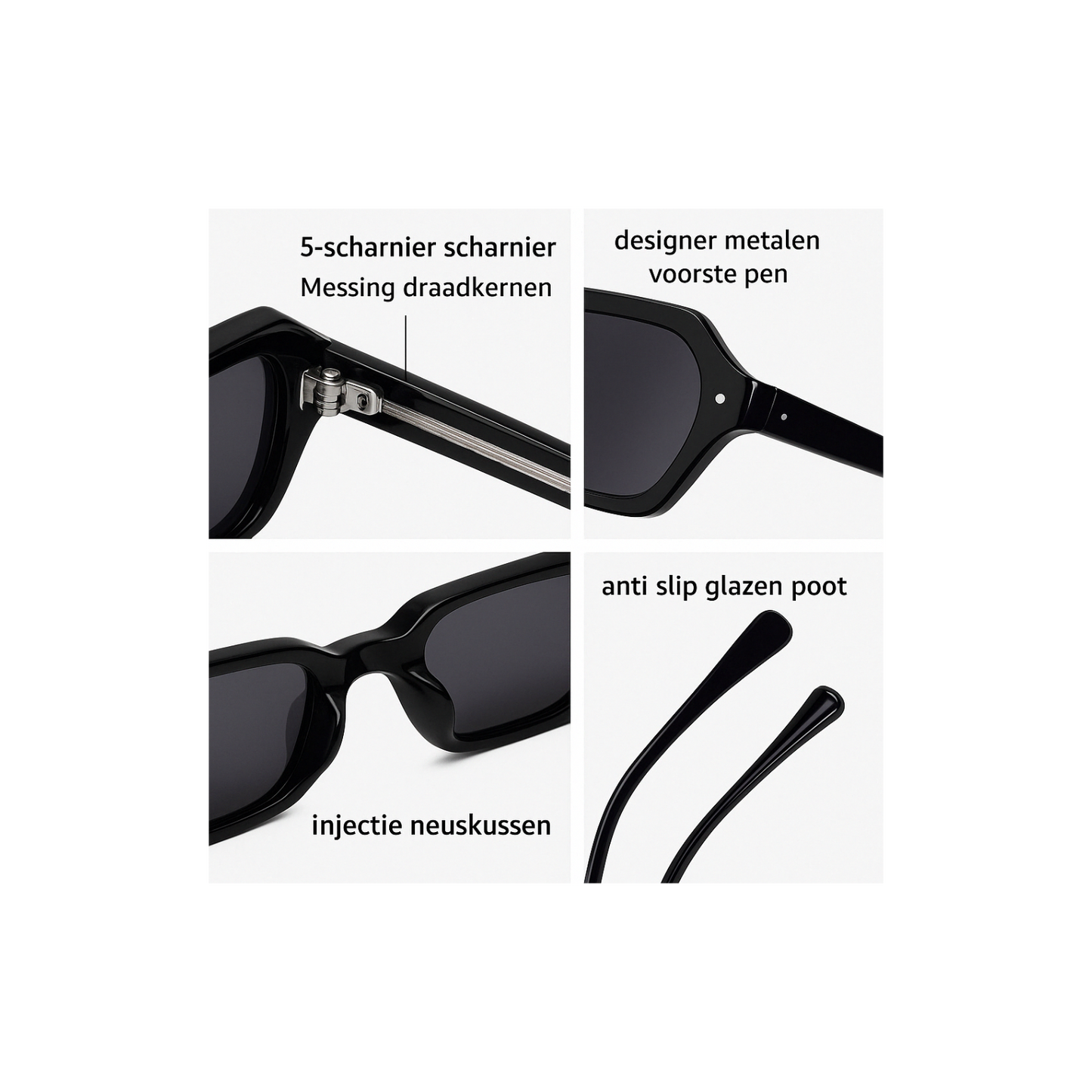 Vintage Polygoon Zonnebril Black/Blue (1+1 GRATIS)