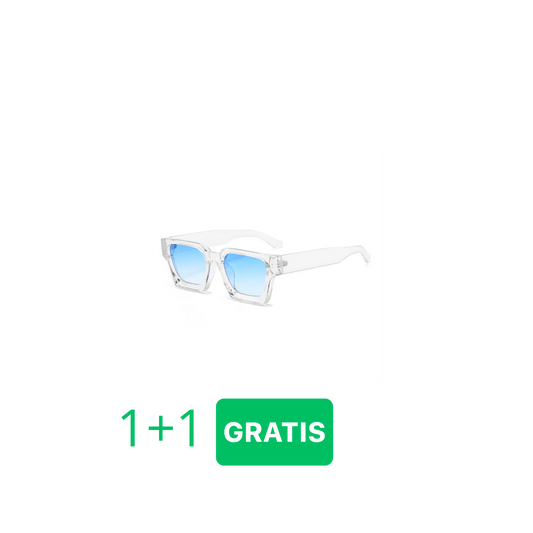 Retro zonnebril Transparant/Blauw (1+1 GRATIS)