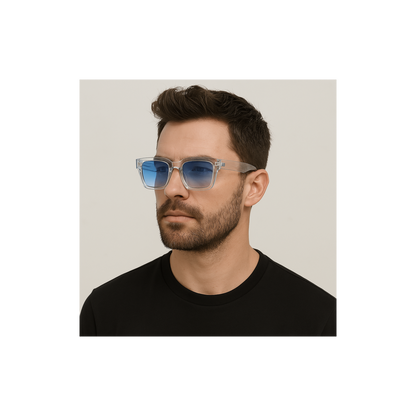 Retro zonnebril Transparant/Blauw (1+1 GRATIS)